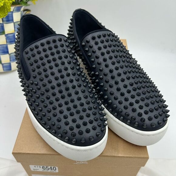 Men's Christian Louboutin spike  boat sneakers size 46 made in Italy - Picture 1 of 12